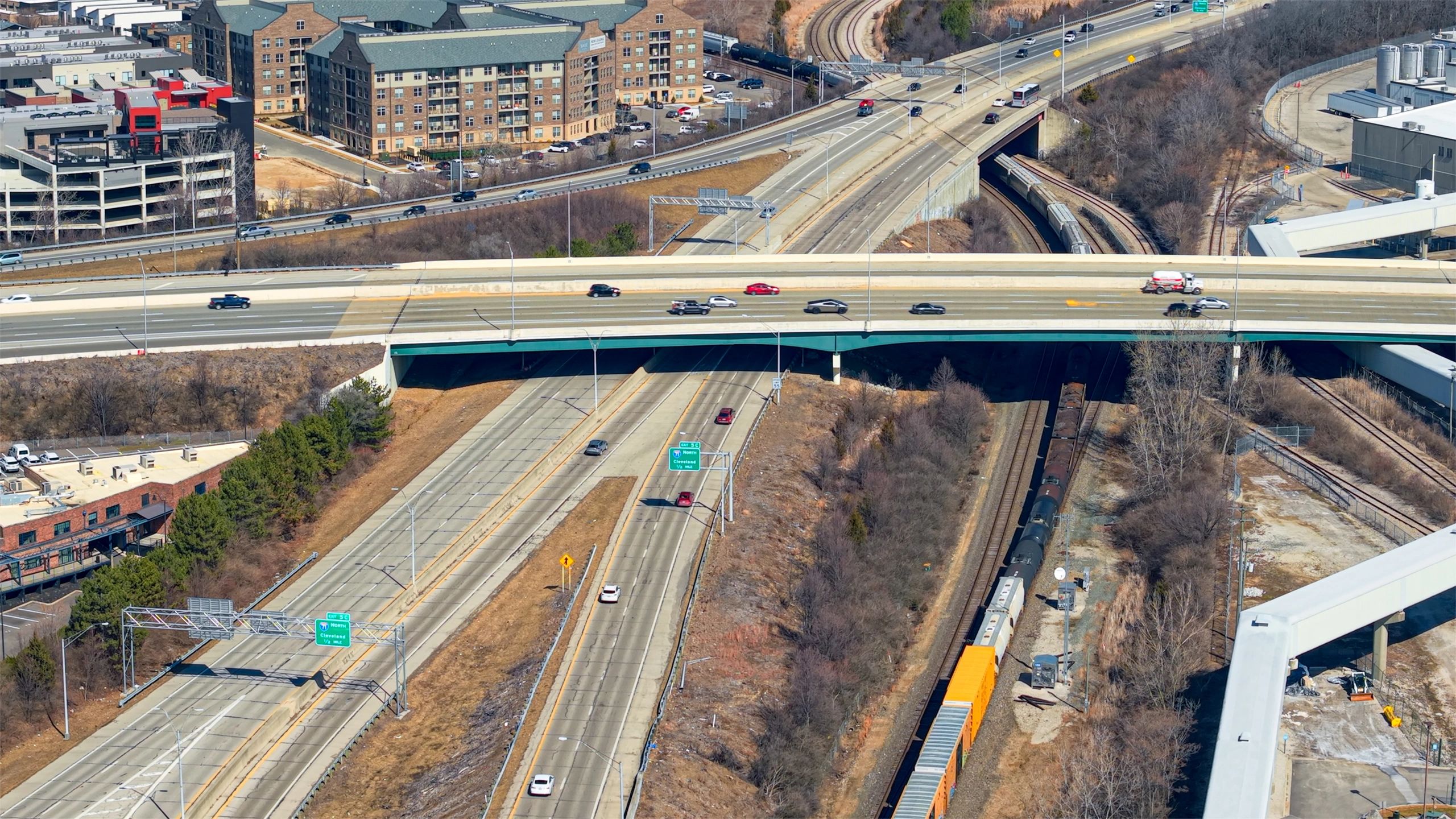 Transport and infrastructure corridor from above